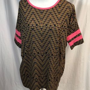 LuLaRoe adorable black, pink & yellow top!
